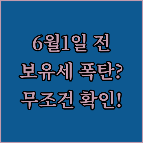부동산 세금 관리 전략 | 6월 1일 소유자 기준 보유세 정리