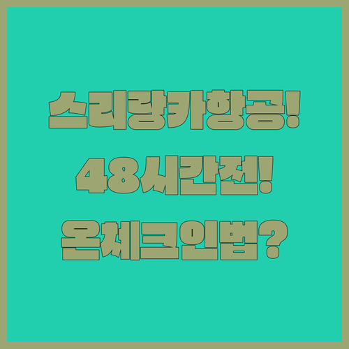 스리랑카항공 출발 48시간 전 온라인 체크인 하는법