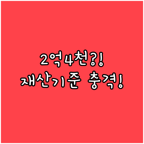 생계급여 재산 기준, 대도시 2억 4,000만원과 지역별 차이