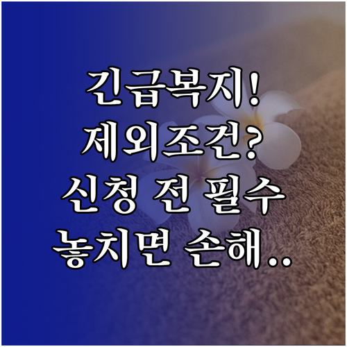 긴급복지 생계지원 제외조건과 신청 전 확인사항